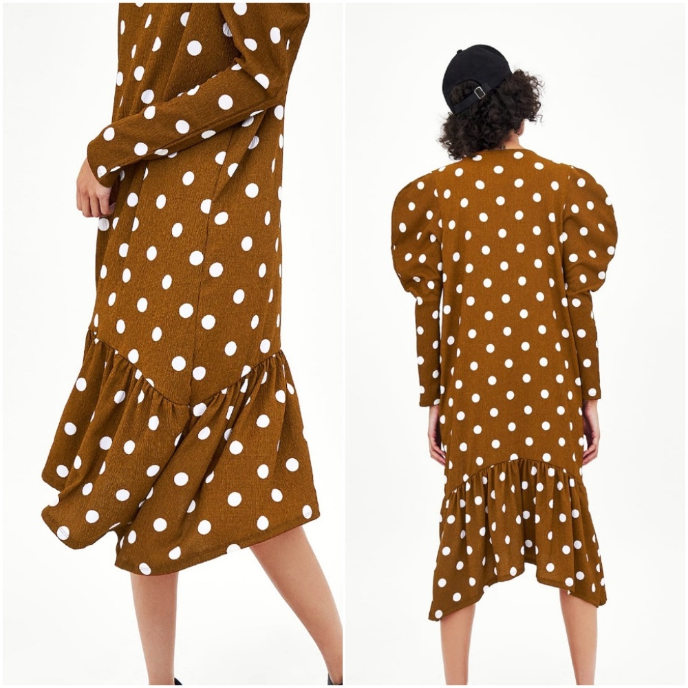[SOLD]NWT Zara Size M Polka Dot Midi Dress - Picture 5 of 6